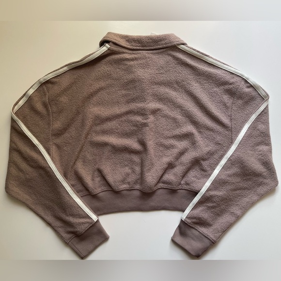 BNWT PINK REVERSE FLEECE CROPPED POLO SWEATSHIRT - Picture 2 of 8